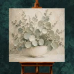 White Bowl Eucalyptus Wall Art Canvas Print - Image 2