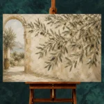 Mediterranean Archway Olive Branch Wall Art Canvas Print - Image 2
