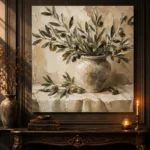 Square Olive Branch Wall Art Canvas Print - Image 4