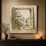 Mediterranean Window Olive Branch Wall Art Canvas Print - Image 8