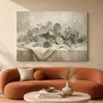 Draped Linen Eucalyptus Wall Art Canvas Print - Image 3