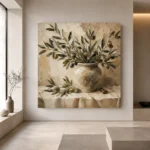 Square Olive Branch Wall Art Canvas Print - Image 6