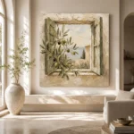 Mediterranean Window Olive Branch Wall Art Canvas Print - Image 10
