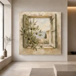 Mediterranean Window Olive Branch Wall Art Canvas Print - Image 6