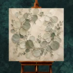 Circular Branch Eucalyptus Wall Art Canvas Print - Image 2