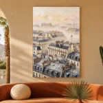 Paris Rooftop Mist Paris Cityscape Wall Art Canvas Print - Image 6