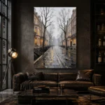 Rainy London Street London Cityscape Wall Art Canvas Print - Image 5