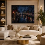 Tokyo Canal Night Cinematic Cityscapes Canvas Print - Image 10