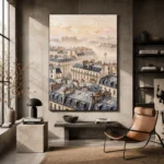 Paris Rooftop Mist Paris Cityscape Wall Art Canvas Print - Image 3