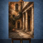 Italian Courtyard Italian Cityscape Wall Art Canvas Print - Image 2