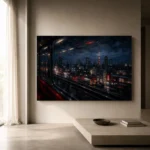 Tokyo Train Window Cinematic Cityscapes Canvas Print - Image 11
