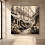 Paris Flower Market Paris Cityscape Wall Art Canvas Print - Image 3