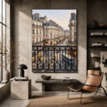 Paris Balcony View Paris Cityscape Wall Art Canvas Print - Image 3