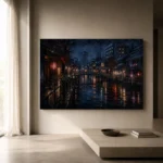 Tokyo Canal Night Cinematic Cityscapes Canvas Print - Image 11