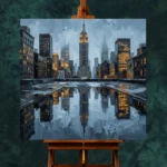 Rooftop Water Tower New York Cityscape Wall Art Canvas Print - Image 2