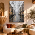 Rainy London Street London Cityscape Wall Art Canvas Print - Image 11