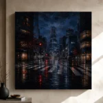Tokyo Rain Crosswalk Cinematic Cityscapes Canvas Print - Image 11