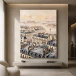 Paris Rooftop Mist Paris Cityscape Wall Art Canvas Print - Image 4
