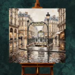 Paris Metro Entrance Paris Cityscape Wall Art Canvas Print - Image 2