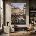 Paris Evening Balcony Paris Cityscape Wall Art Canvas Print - Image 3