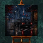 Tokyo Taxi Night Cinematic Cityscapes Canvas Print - Image 2