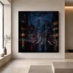 Tokyo Rain Crosswalk Cinematic Cityscapes Canvas Print - Image 6