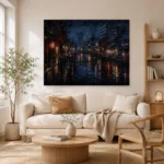Tokyo Canal Night Cinematic Cityscapes Canvas Print - Image 8
