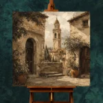 Tuscan Bell Tower Italian Cityscape Wall Art Canvas Print - Image 2