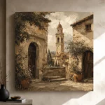 Tuscan Bell Tower Italian Cityscape Wall Art Canvas Print - Image 11