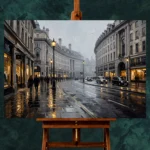 Rainy Piccadilly London Cityscape Wall Art Canvas Print - Image 2