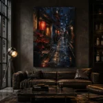 Tokyo Lantern Alley Cinematic Cityscapes Canvas Print - Image 5