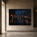 Tokyo Canal Night Cinematic Cityscapes Canvas Print - Image 6