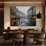 Rainy Piccadilly London Cityscape Wall Art Canvas Print - Image 5