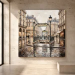 Paris Metro Entrance Paris Cityscape Wall Art Canvas Print - Image 3