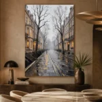 Rainy London Street London Cityscape Wall Art Canvas Print - Image 7