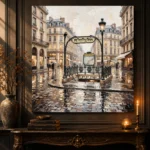 Paris Metro Entrance Paris Cityscape Wall Art Canvas Print - Image 4