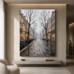 Rainy London Street London Cityscape Wall Art Canvas Print - Image 4