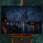 Tokyo Harbor Night Cinematic Cityscapes Canvas Print - Image 2