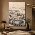 Paris Rooftop Mist Paris Cityscape Wall Art Canvas Print - Image 7
