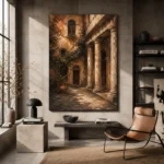 Italian Courtyard Italian Cityscape Wall Art Canvas Print - Image 3