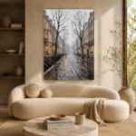 Rainy London Street London Cityscape Wall Art Canvas Print - Image 9