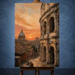 Golden Rome Italian Cityscape Wall Art Canvas Print - Image 2