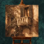Tuscan Balcony Italian Cityscape Wall Art Canvas Print - Image 2