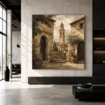 Tuscan Bell Tower Italian Cityscape Wall Art Canvas Print - Image 5