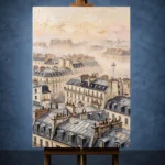 Paris Rooftop Mist Paris Cityscape Wall Art Canvas Print - Image 2
