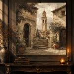 Tuscan Bell Tower Italian Cityscape Wall Art Canvas Print - Image 4