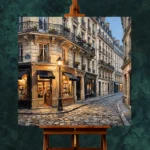 Paris Bookshop Street Paris Cityscape Wall Art Canvas Print - Image 2
