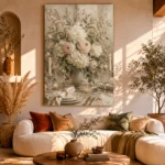Ivory Hydrangea Floral Dining Room Wall Art Canvas Print - Image 3