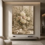 Ivory Hydrangea Floral Dining Room Wall Art Canvas Print - Image 8