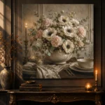 White Anemone Floral Dining Room Wall Art Canvas Print - Image 7
